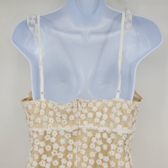 Lulus Charmaine White / Nude‎ Embroidered Mini Babydoll Top Mini Dress Medium - Picture 10 of 13